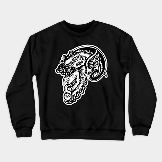 Smiling Krampus - White Outlined, Black Design Version Crewneck Sweatshirt by Nat Ewert Art